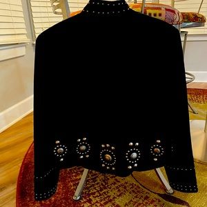 Black Suede Jacket with Silver beeding